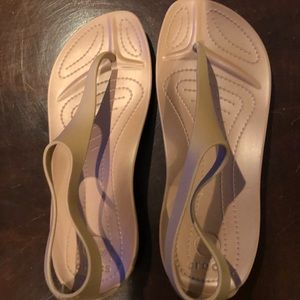 Women’s Bronze Sexi Flip Crocs NWOT